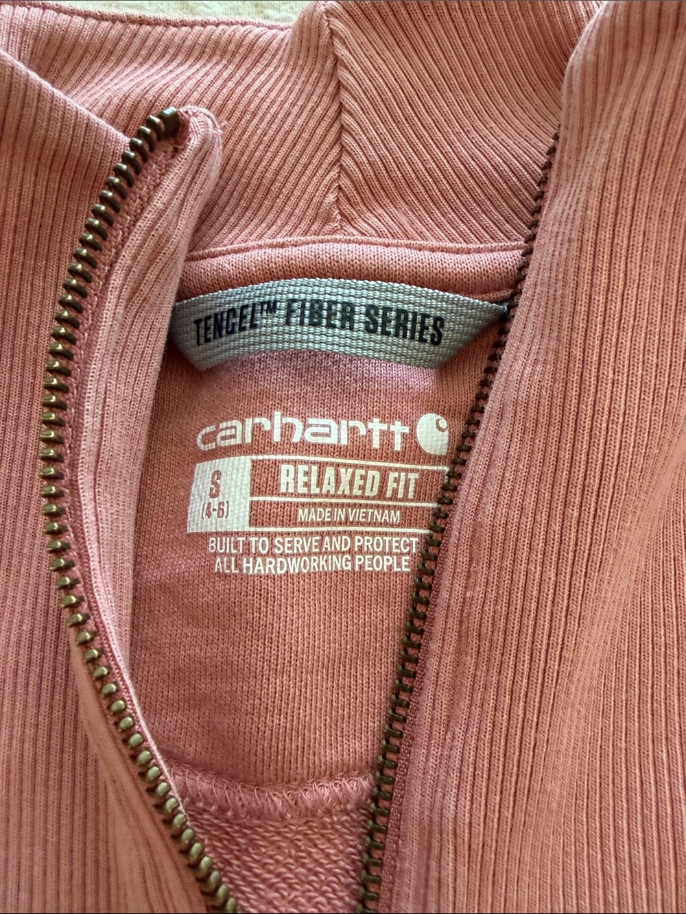 Carhartt women’s Dusty Rose Quarter-Zip Sweatshirt - Picture 3 of 5